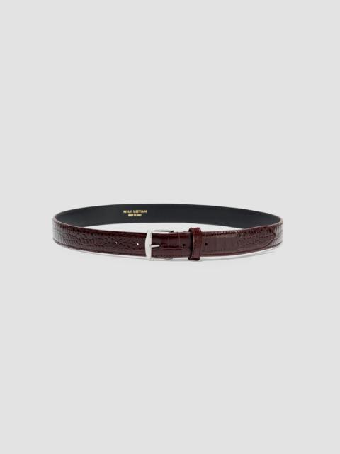 NILI LOTAN Women's Sloane Croc-Embossed Leather Belt - Burgundy