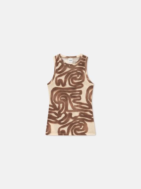 Printed Mesh-Jersey Tank Top