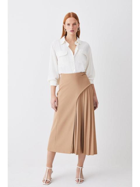 KAREN MILLEN Tailored Buckle Detail Pleated Midi Skirt