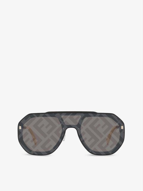 FN000575 monogram aviator-frame acetate sunglasses