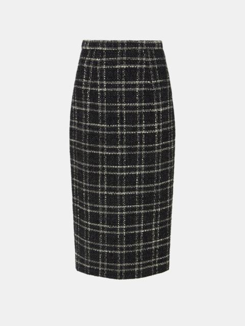EMILIA WICKSTEAD Lorelei Skirt In White Check On Grey Check Boucle