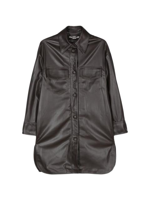 faux-leather overshirt