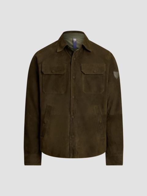 Polo Ralph Lauren Men's Reversible Suede Taffeta Shirt Jacket - Olive Smoke Turf