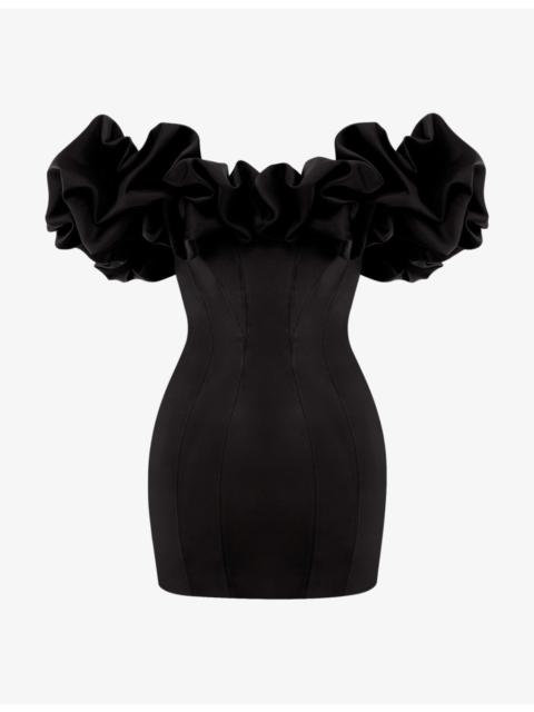 House of CB Selena off-shoulder stretch-satin mini dress