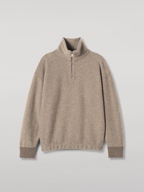 Johnstons of Elgin Reel Brown Cashmere Half Zip Jumper