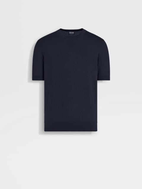 ZEGNA NAVY BLUE PREMIUM COTTON CREWNECK