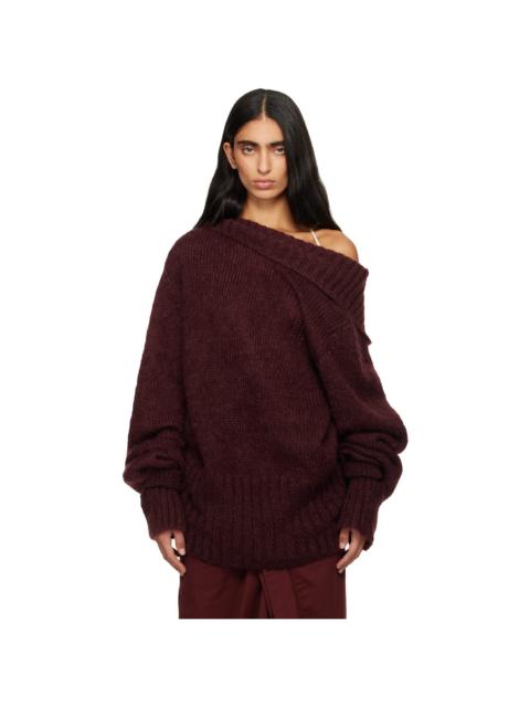 Dries Van Noten Burgundy Oversized Mohair Turtleneck