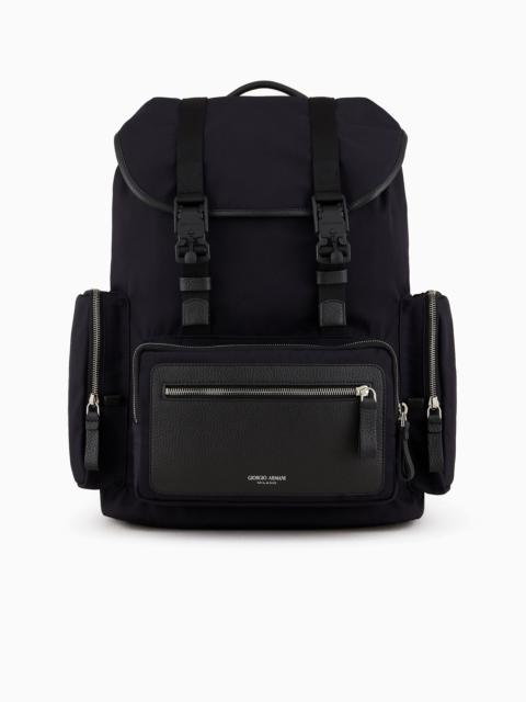 GIORGIO ARMANI Recycled-nylon and pebbled-leather backpack ASV