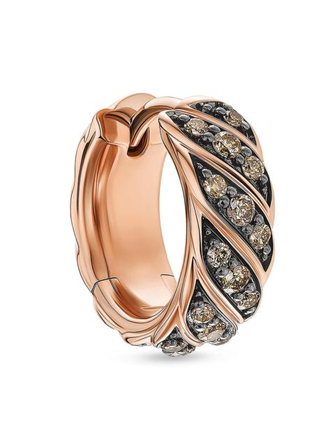 DAVID YURMAN Men's Sculpted Cable Hoop Earring in 18K Rose Gold with Cognac Diamonds, 12.8MM - Cognac Diamond