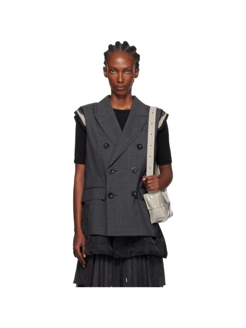 sacai Gray Glen Check Vest