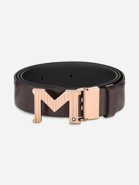 Montblanc M buckle brown/black 35 mm reversible leather belt