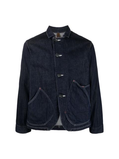 contrast-stitching button-up denim jacket