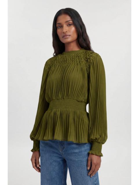 KAREN MILLEN Placement Pleated Balloon Sleeve Blouse
