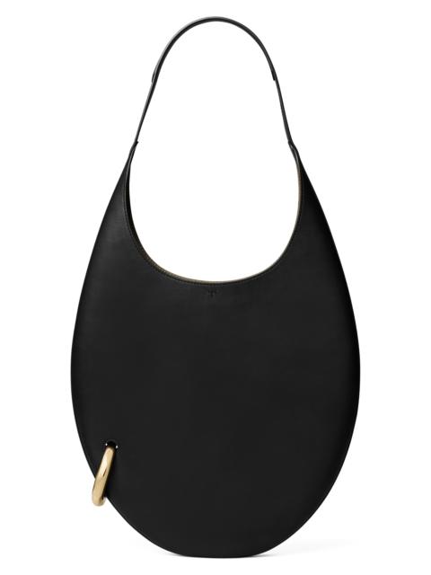 TORY BURCH Women's Pierced Leather Shoulder Bag - Black And Gold