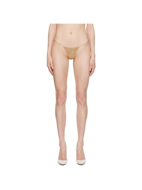 LaQuan Smith Gold Crystal-Cut Thong