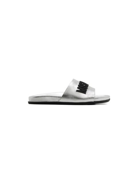 Moschino Silver Logo Slides