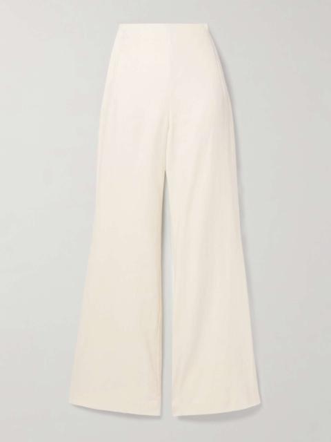 ROLAND MOURET Cotton and linen-blend twill wide-leg pants