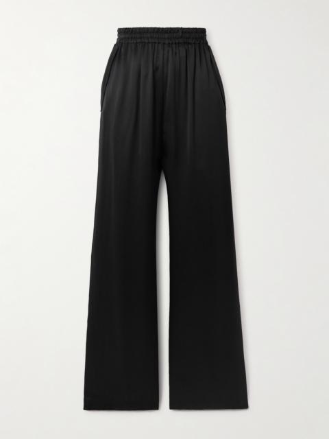 WARDROBE.NYC Silk-satin Wide-leg Pants