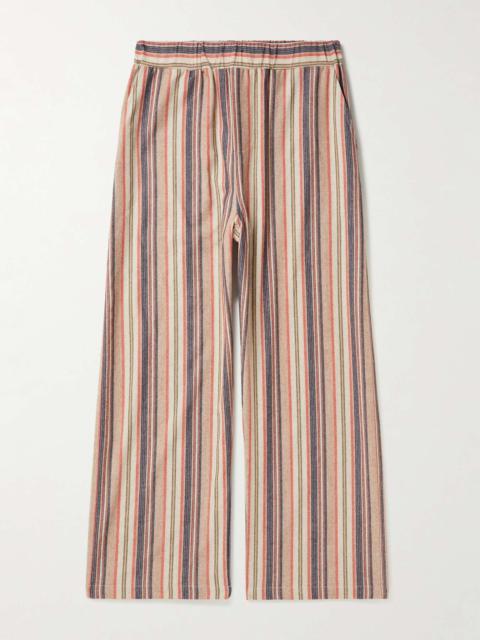 The Elder Statesman Striped Cashmere-Blend Flannel Trousers