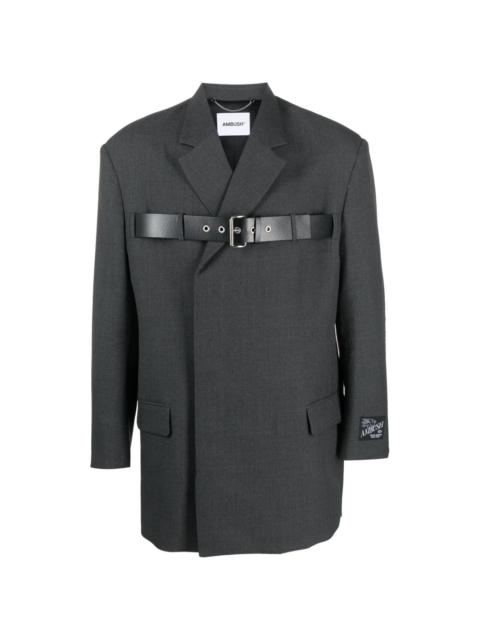 belted-detail virgin-wool blazer