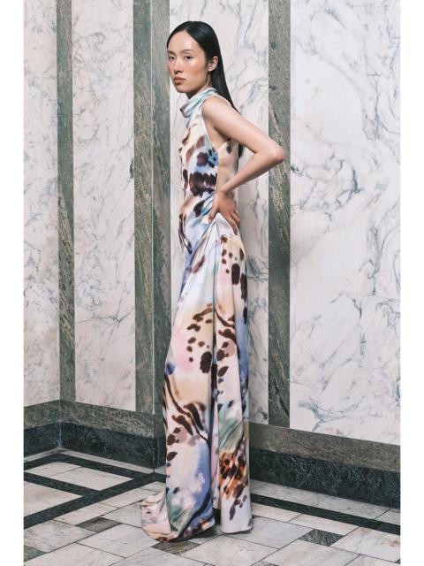 KAREN MILLEN Satin Viscose Printed Cowl Neck Maxi Dress