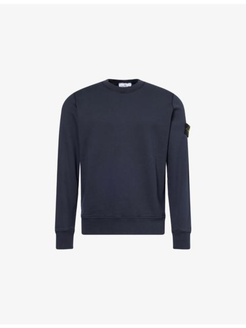 Stone Island Brand-Patch Crewneck Cotton-Fleece Sweatshirt
