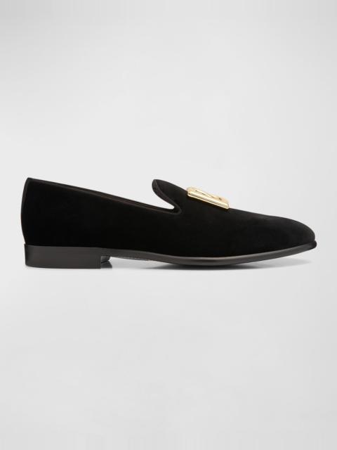 Dolce & Gabbana Men's Logo Velvet Dress Loafers