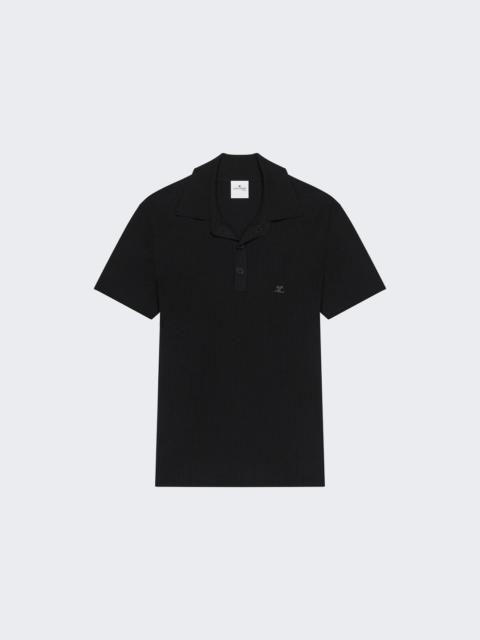 courrèges Rib Knit Polo Shirt Black