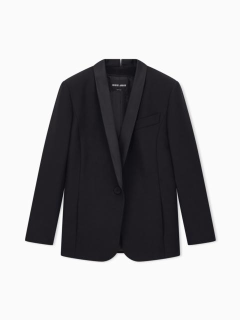 GIORGIO ARMANI TUXEDO JACKET IN SILK CADY WITH SATIN SHAWL COLLAR