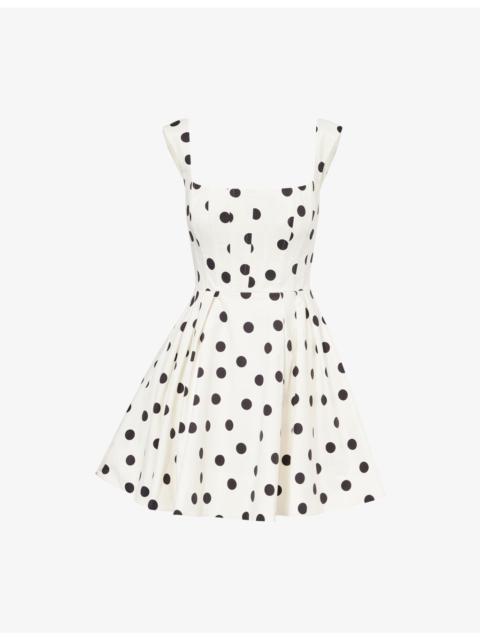 REBECCA VALLANCE Maisie Polka-Dot Cotton-Blend Mini Dress