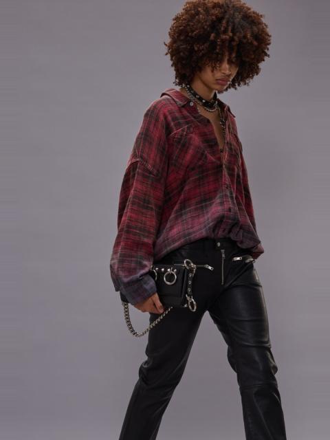 R13 DROP NECK WORKSHIRT - DIP DYE RED PLAID