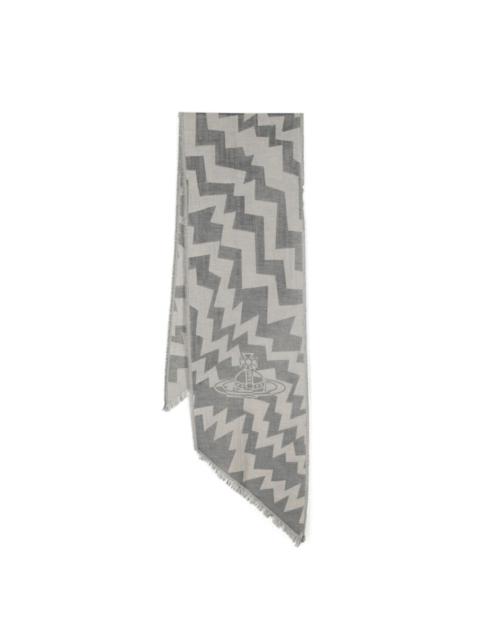 Orb-jacquard zigzag-pattern scarf