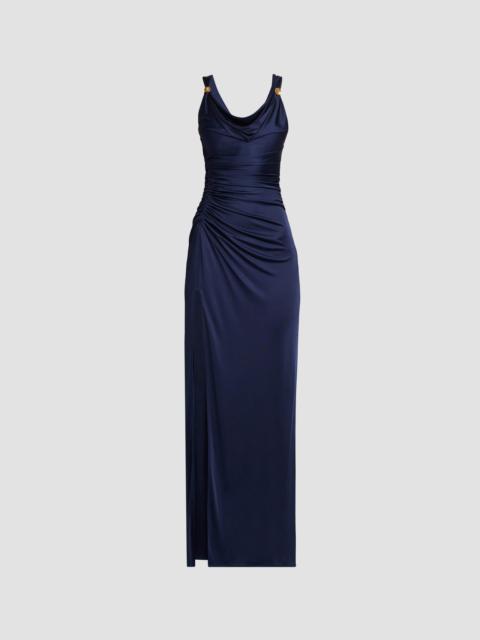 VERSACE Women's Medusa Button Liquid Jersey Gown - Navy