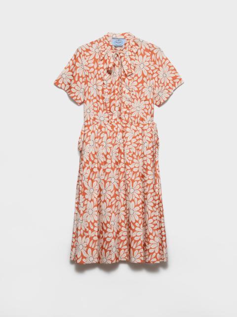 Prada Printed pleated pongé dress