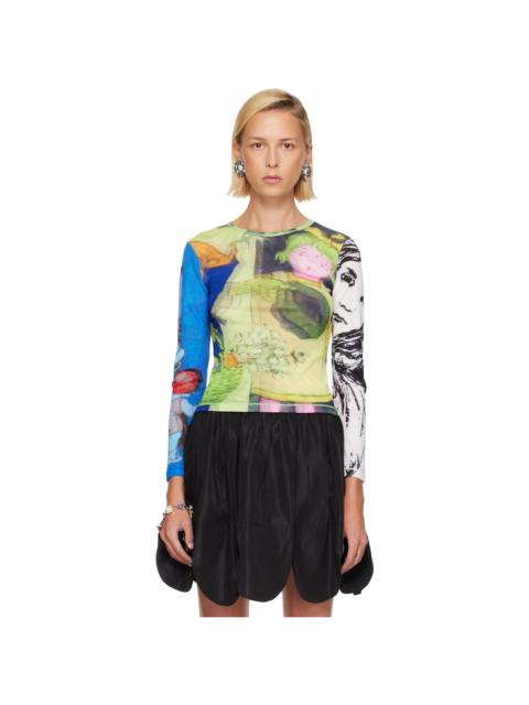Chopova Lowena Multicolor 'Who's There?' Fitted Mesh T-shirt