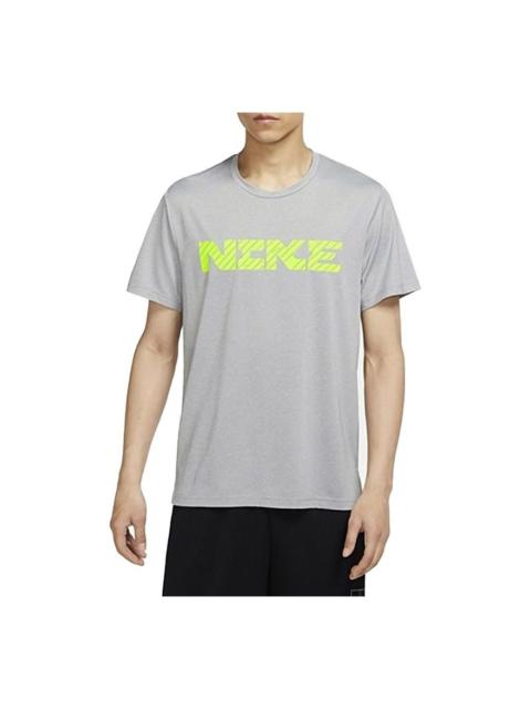 Nike Nike DRI-FIT Contrasting Colors Logo Printing Sports Round Neck Short Sleeve light grey DD1751-073