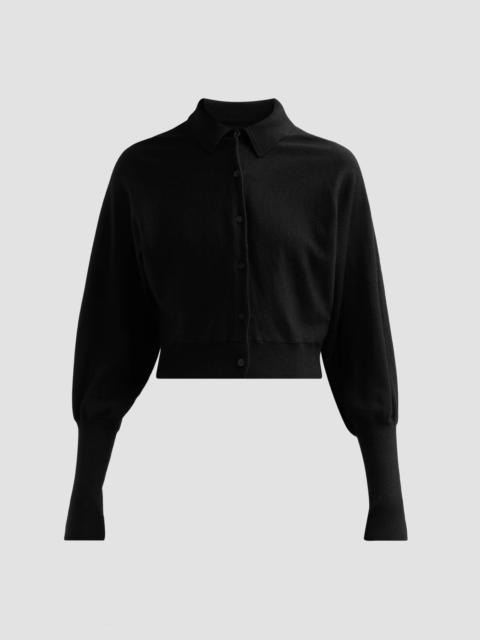 LELA ROSE Women's Core Wool Crop Cardigan - Black