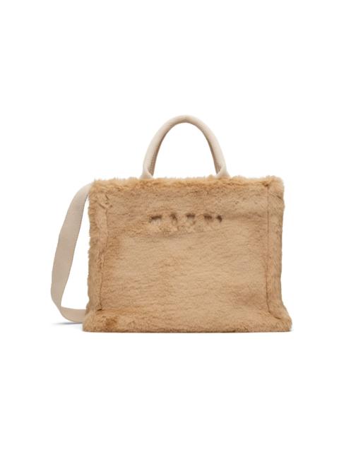 Marni Beige Small Faux-Fur Basket Tote