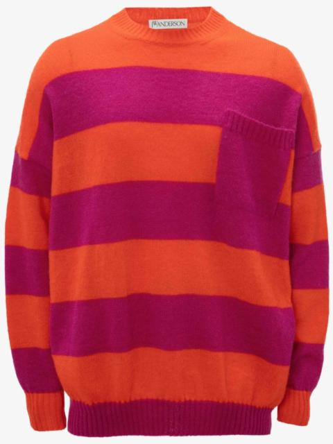 JW Anderson STRIPED PATCHPOCKET CREWNECK JUMPER