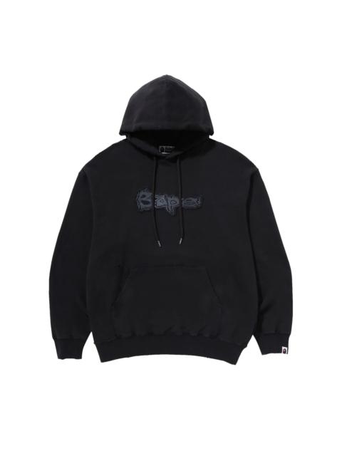 A BATHING APE® BAPE Destroyed Garment Dyed Pullover Hoodie 'Black'