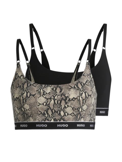 HUGO TWO-PACK OF STRETCH-COTTON BRALETTES WITH LOGO UNDERBANDS