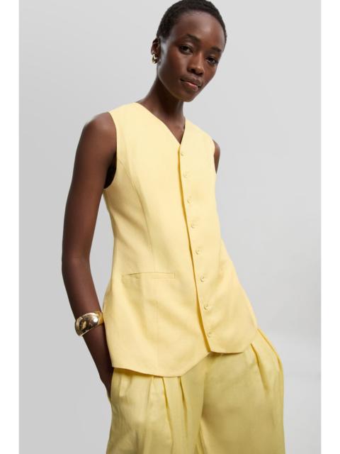 KAREN MILLEN Viscose Linen Woven Longline Waistcoat