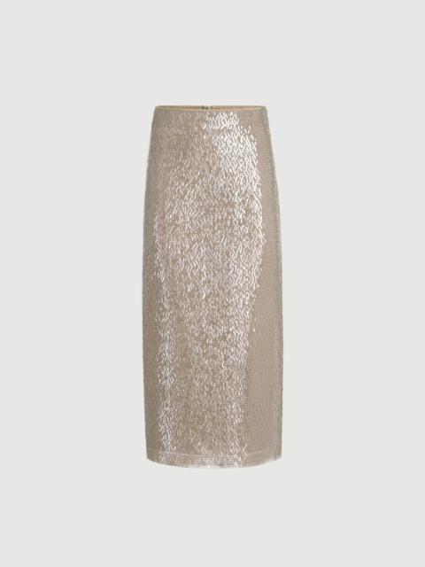 Brunello Cucinelli Dazzling cascade embroidery skirt in crispy silk