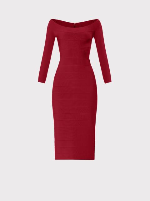 HERVE LEGER ICON SCOOP NECK MIDI DRESS