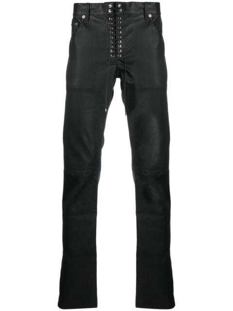 LUDOVIC DE SAINT SERNIN lace-up slim-cut leather trousers