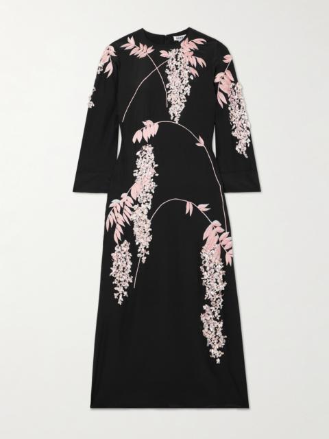 BERNADETTE Harry Embellished Silk Crepe De Chine Midi Dress