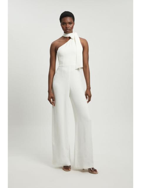 KAREN MILLEN Satin One Shoulder Pleat Detail Jumpsuit