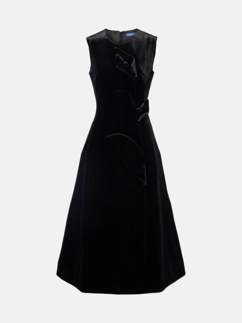 LEO LIN Cleo floral-appliqué velvet midi dress