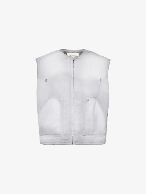 Faded-wash boxy-fit cotton-canvas vest