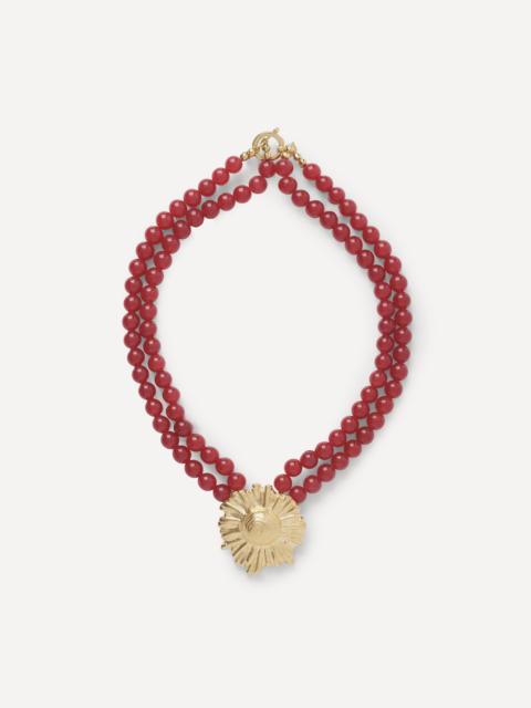 YSSO 18ct-24ct Gold Plated Red Jade Sun Necklace